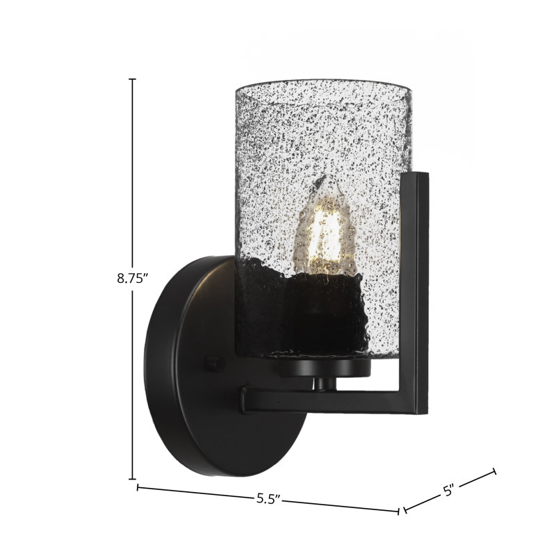 Applique murale Atlas au fini noir mat avec verre fumé de 4 po