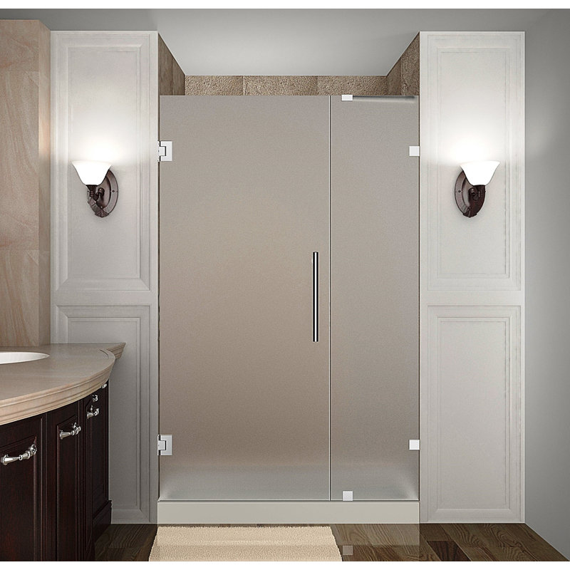 Porte de douche à charnière sans cadre 72 "Nautis, Givré, Chrome, 67"