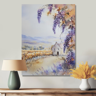 Golden Vineyard In Italy II - paysages, art mural en métal, impression de vignoble