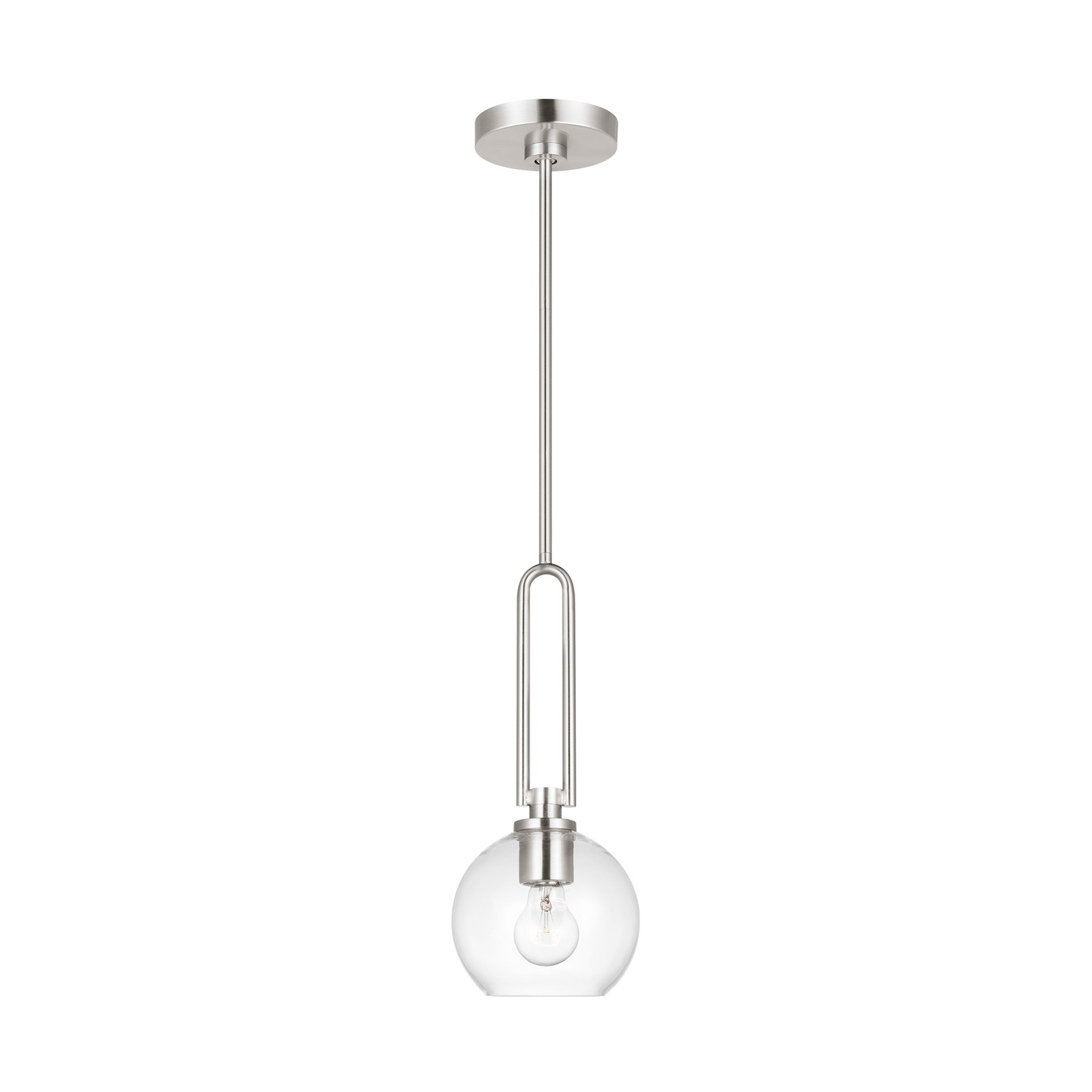Hermina Single Light Glass Dimmable Pendant, Brushed Nickel