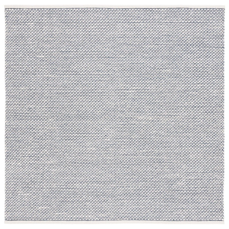 Cace Flat Weave Wool/Cotton Rug in Navy, Square 6'