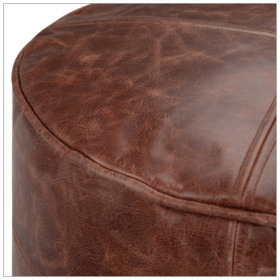 Repose-pieds Connor de 18 po de largeur en cuir véritable brun vieilli