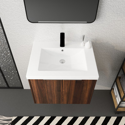 Armoire de salle de bain 24 po à fermeture douce, fixation flottante pour salle de bain moderne avec petit espace de montage