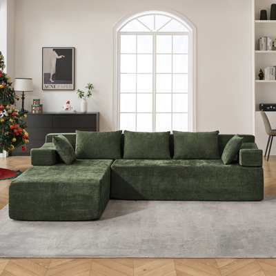 Canapé modulaire en L 105 po avec méridienne et siège profond, sans assemblage requis