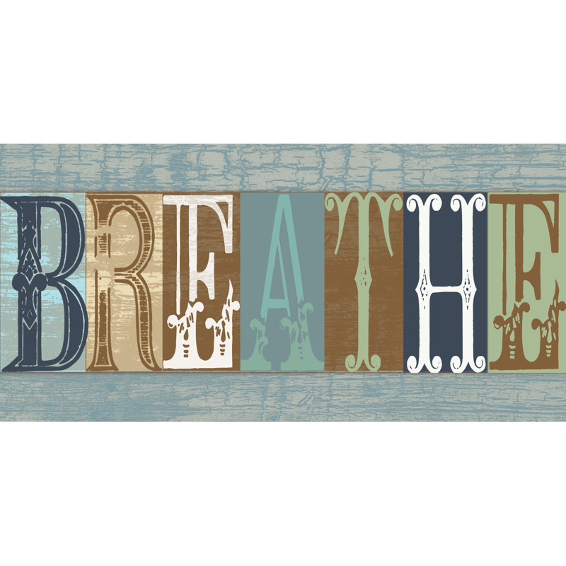 Breathe Sign - Textual Art Print, 20 cm H x 30 cm W, Wrapped Canvas