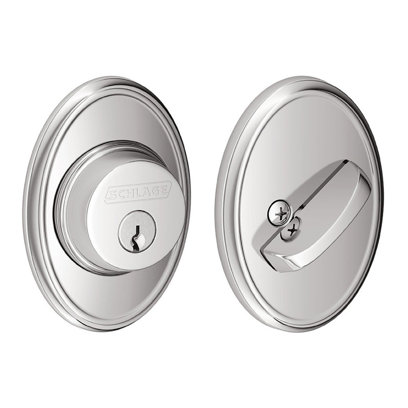Single Cylinder Deadbolt with Wakefield Trim, Bright Chrome
