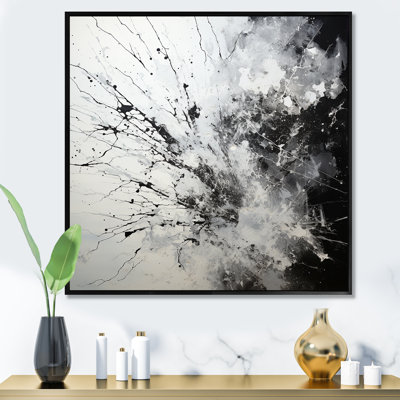 Minimalisme, tornade à l'encre noire et blanche, impression sur toile
