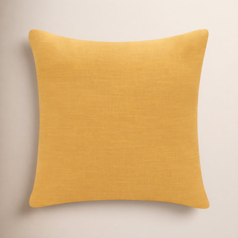 Housse de coussin en coton Auburn, Carré 20 po, Jaune / Blanc, polyester