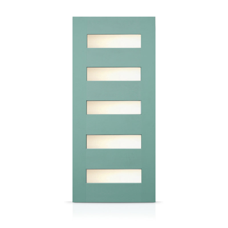 Dalle de porte d'entrée avant moderne en fibre de verre 5 Lite Modern, H 79 po x l 35,75 po, Vert