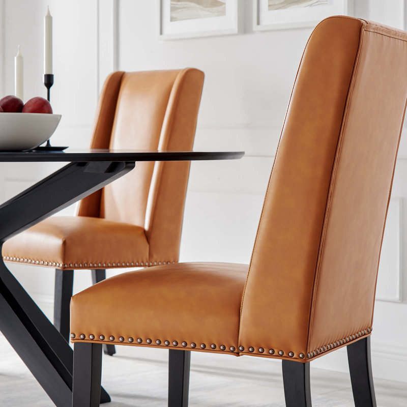 Modway Baron Vegan Leather Dining Chair, Tan