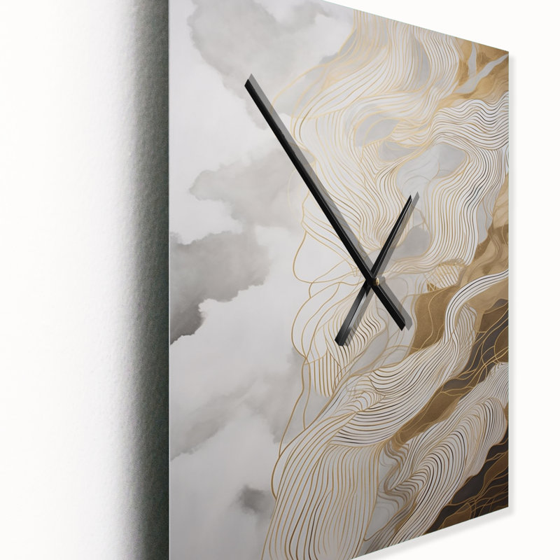 Horloge murale dorée et grise III - Minimalisme, H 28 po x l 12 po x P 1 po