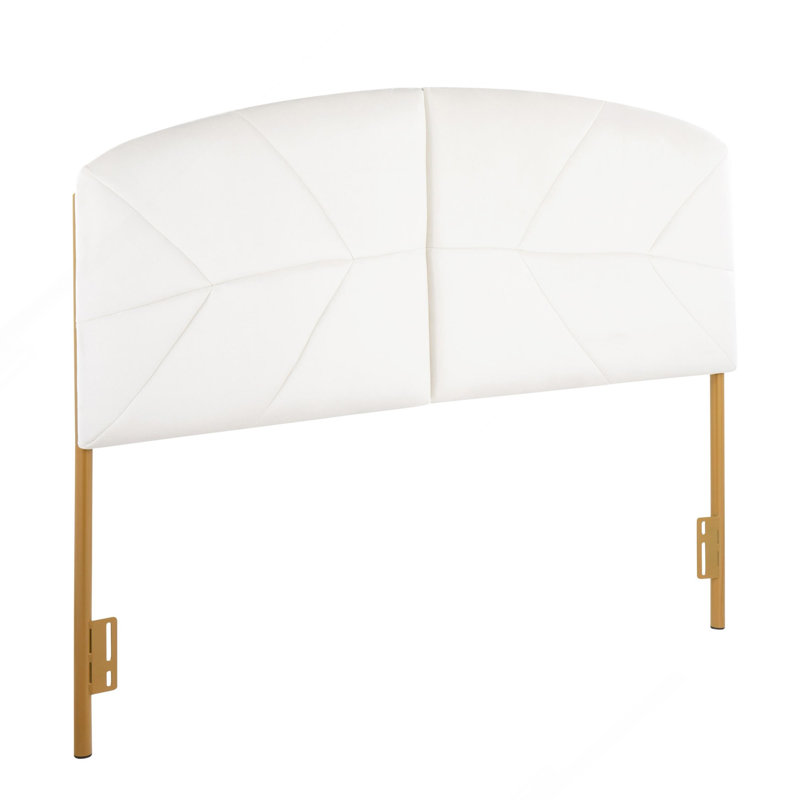 Grande tête de lit Lindsey Contemporary / Glam en acier doré et velours crème par Lumisource, Crème, crème