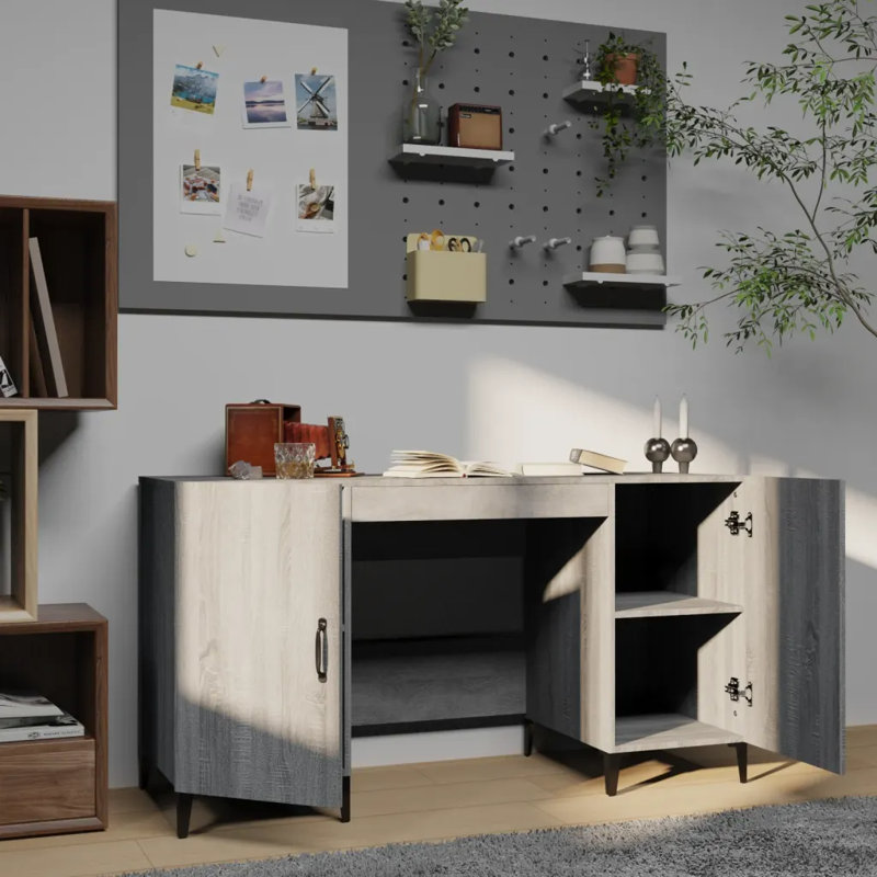 Korhan Computer Desk, Grey Sonoma