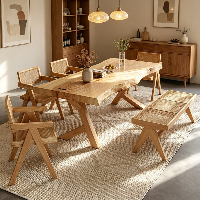 Free-form Solid Wood Dining Table