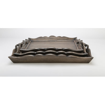 Kadence Scalloped Edge 3-Piece Serving Tray Set