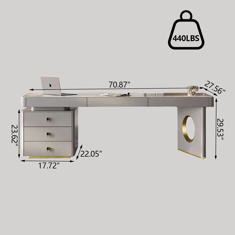 Bureau rectangulaire simple et haut de gamme en bois massif, H 29,53 po x l 70,87 po x P 27,56 po