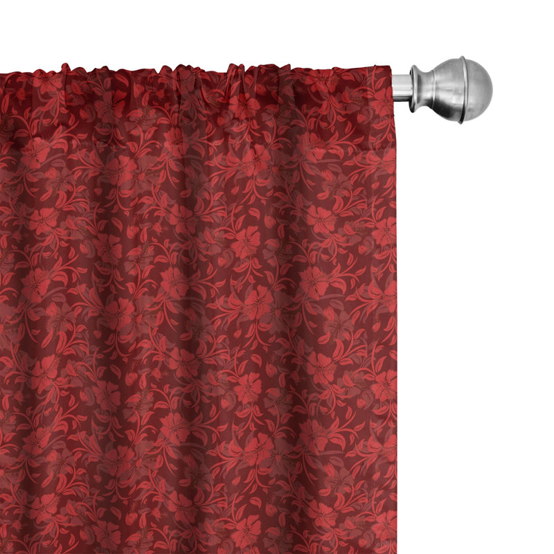 Flower Floral Semi-Sheer Rod Pocket Curtain Panels, 28" x 95"