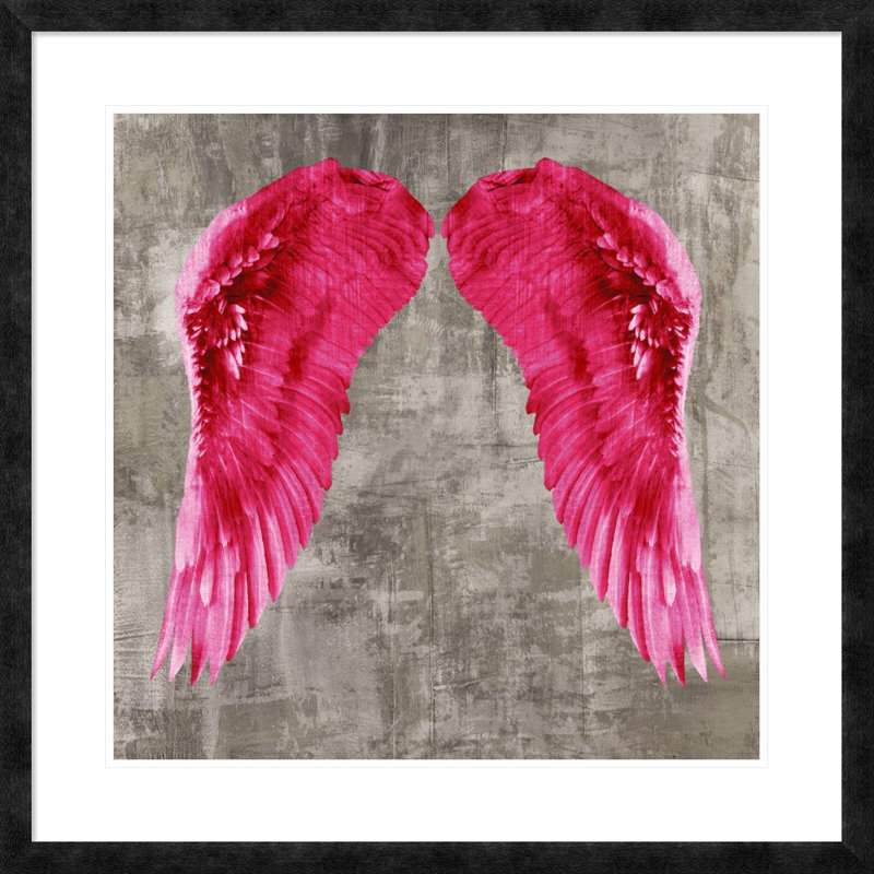«Angel Wings VI» par Joannoo, art mural encadré, H 19,5 po x l 19,5 po x P 1 po, Papier beaux-arts encadré noir