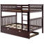 Lit superposé simple au-dessus de simple en bois massif avec lit gigogne Aileana-31282762-90958805