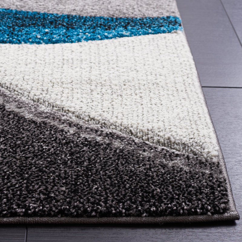 Tapis gris / turquoise Duboistown, Carré 6 pi 7 po