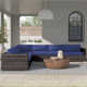 Foxtrot Fully Assembled 122'' Wide Outdoor Wicker Patio Sectional with Cushions