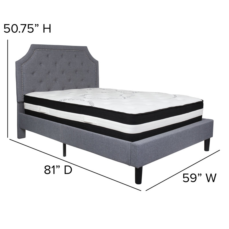 Matelas arqué et capitonné Aluino, Double, Gris