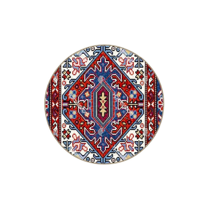 Tapis décoratif bleu traditionnel lavable à la machine, Sous-tapis rectangulaire de 3 pi 3 po x 4 pi 11 po