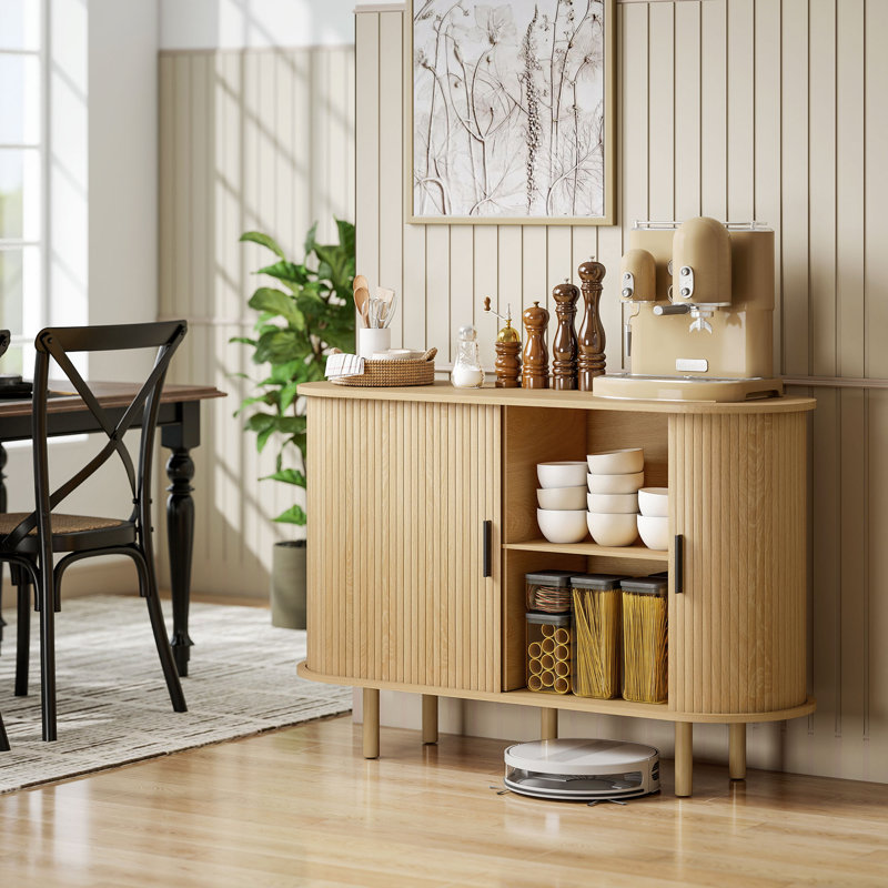 Buffet moderne 47 "avec portes coulissantes en chêne Tambour