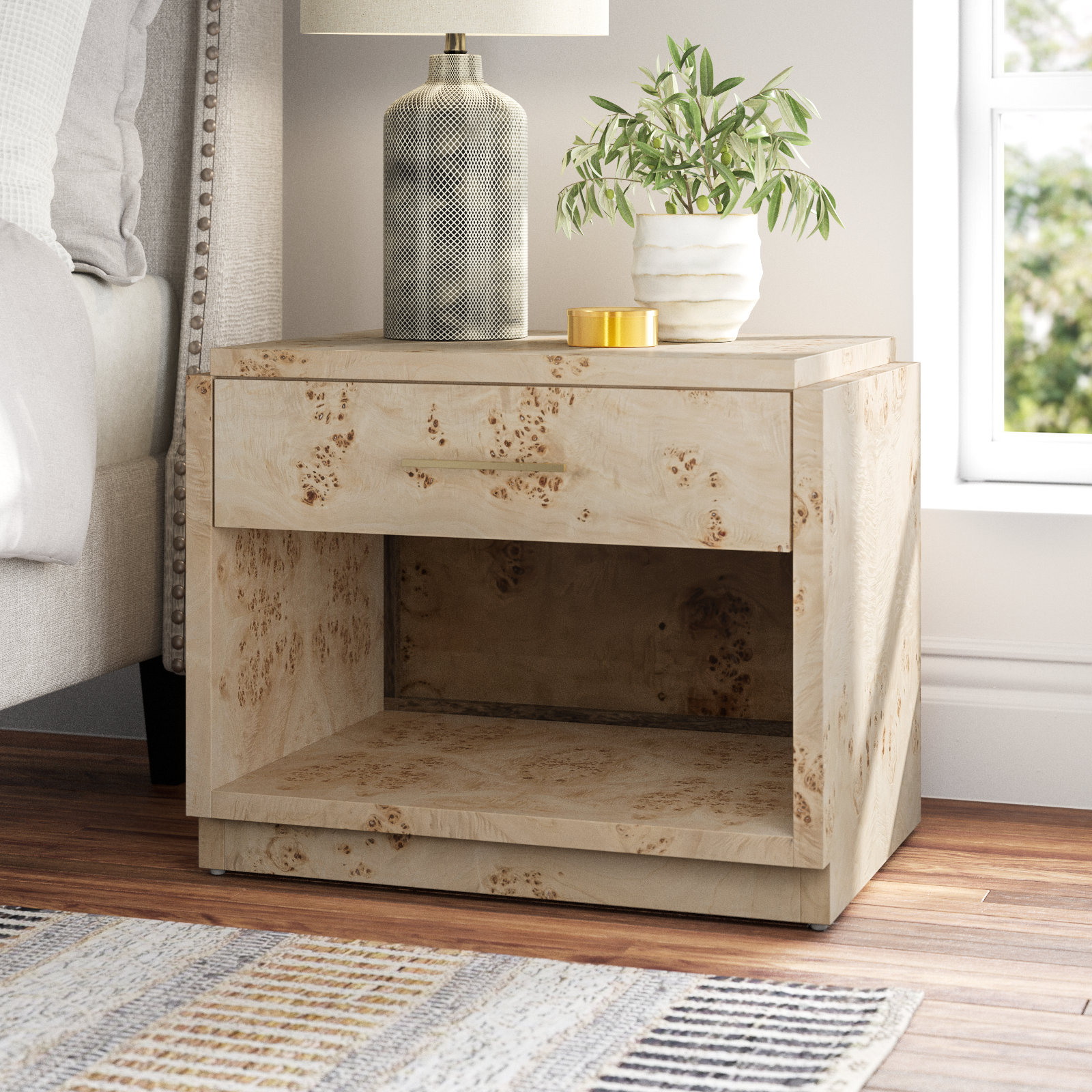Kingston 1 - Drawer 28" Nightstand, Light Burl