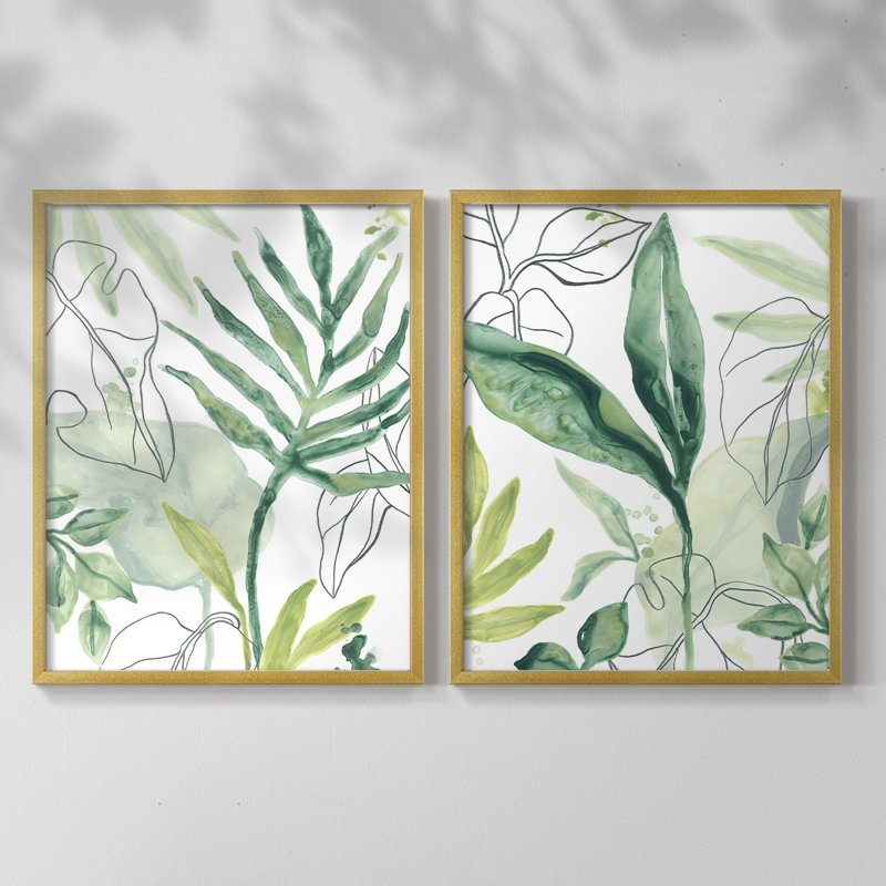 Tropical Palm Chorus III - reproduction encadrée de qualité supérieure - prête à être accrochée - aucun clou requis - aucun clou requis