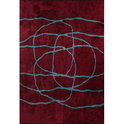 Rapture Green/Red Abstract Luxury Area Rug