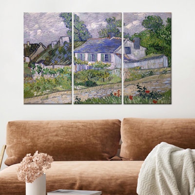 «Vintage Impressionist Landscape: Van Gogh Village House», reproduction d'art sur toile tendue 3P