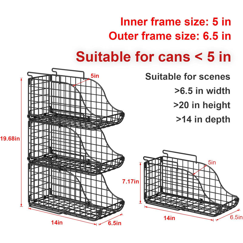 Foldable 3-Tier Stackable Can Organizer for Pantry and Fridge – Heavy-Duty Steel Wire Rack with Handles, Space-Saving Storage for Soda, Beer, and Canned Food – Kitchen Counter Cabinet Organization
