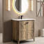 Meuble sous-sol pliable gris antique de 76 cm avec lavabo en céramique, design pliable gain de place, montage en une minute, décor texturé 3D de style américain, charnières silencieuses, facile à assembler