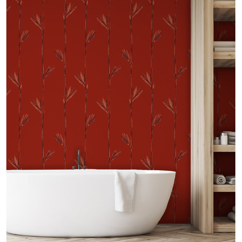 Yuki Osada Floral Wallpaper Double Roll, Brick Red