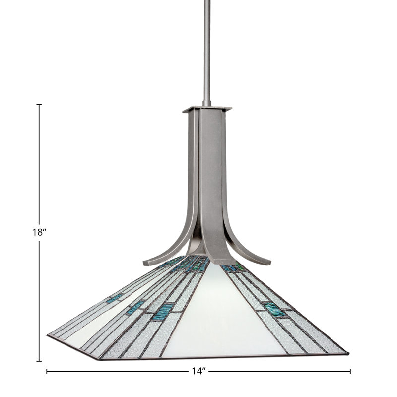 Luminaire suspendu en forme de tige d'Apollo au fini graphite avec verre carré 14 po