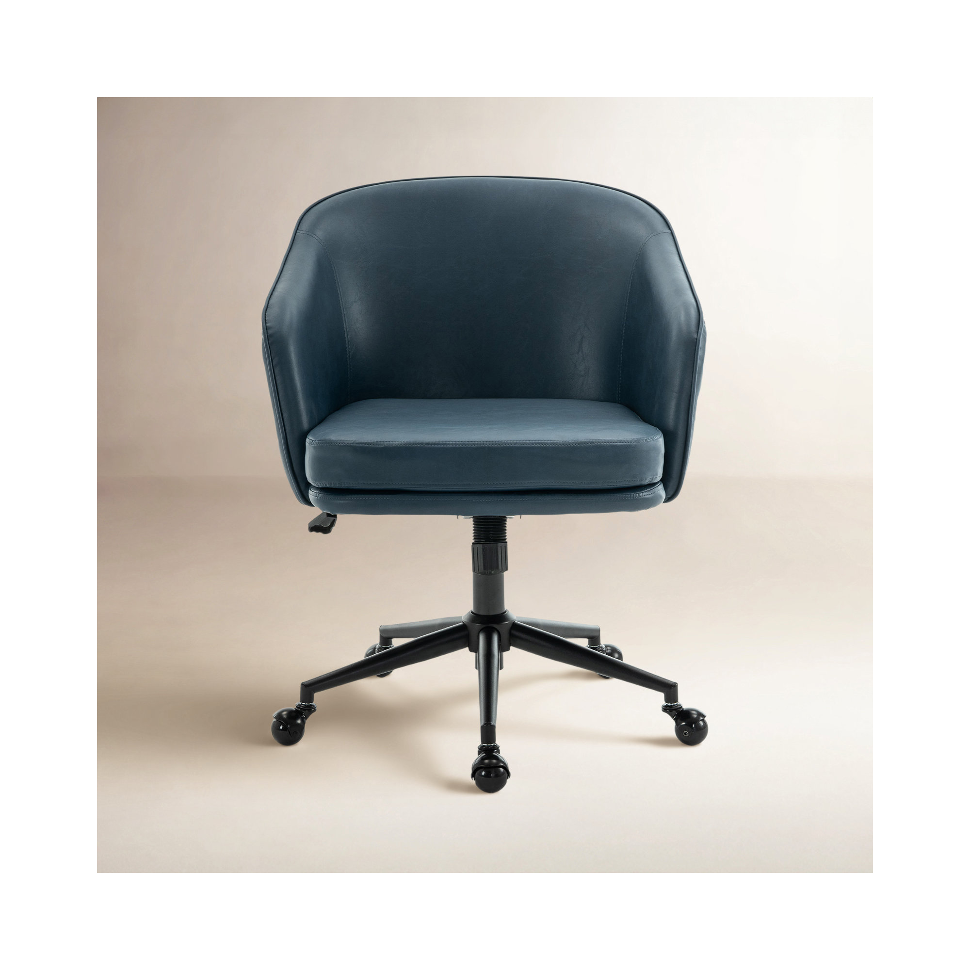 Toscani Swivel Office Chair, Navy Faux Leather