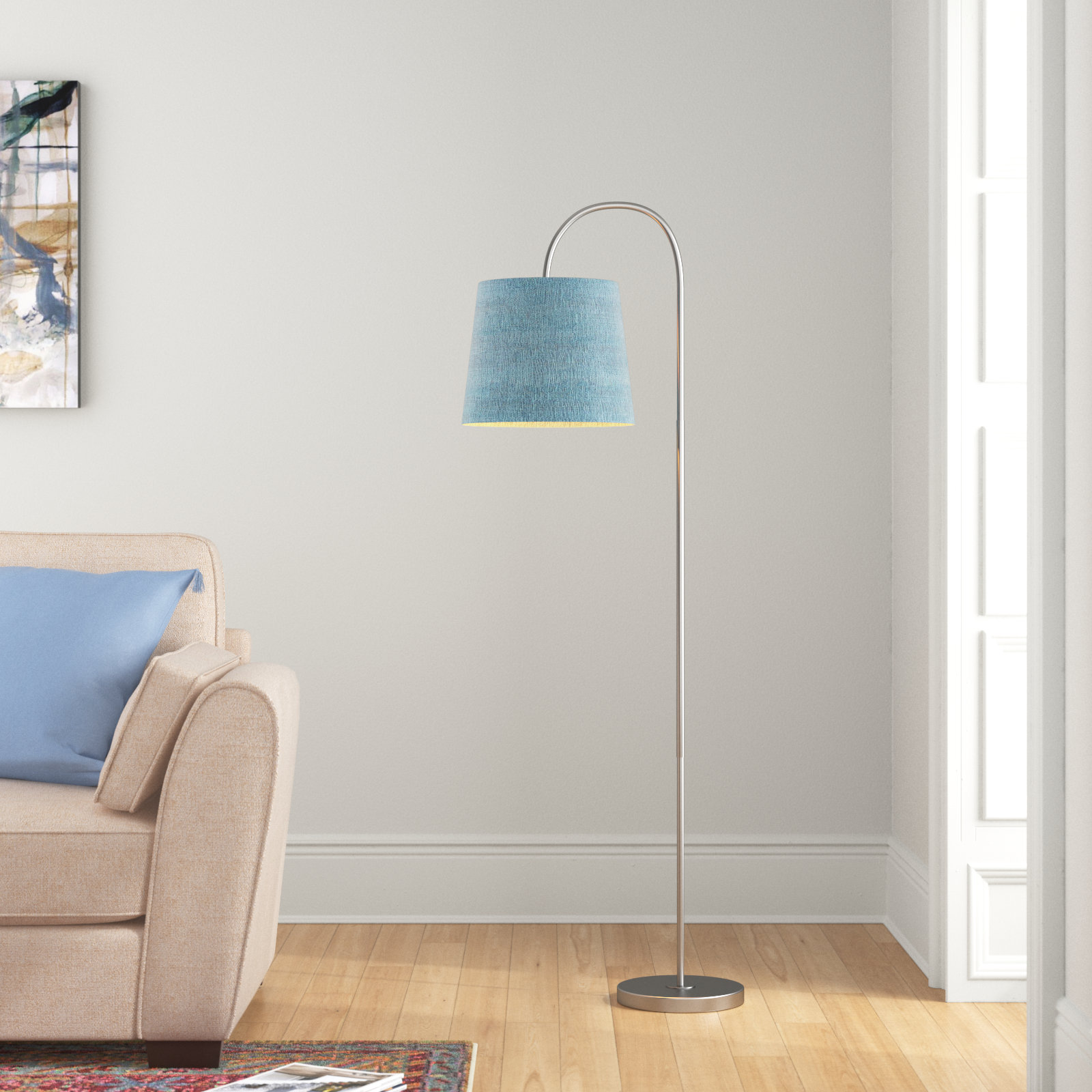 62 Arched Floor Lamp with Remote Control and Bulb Included Latitude Run Base Finish: Brown