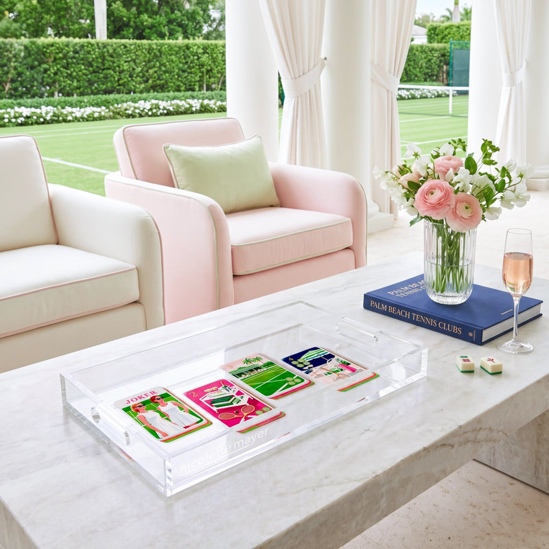 Mahjong Acrylic Decorative Tray, 12.5"W x 7.75"D x 2"H