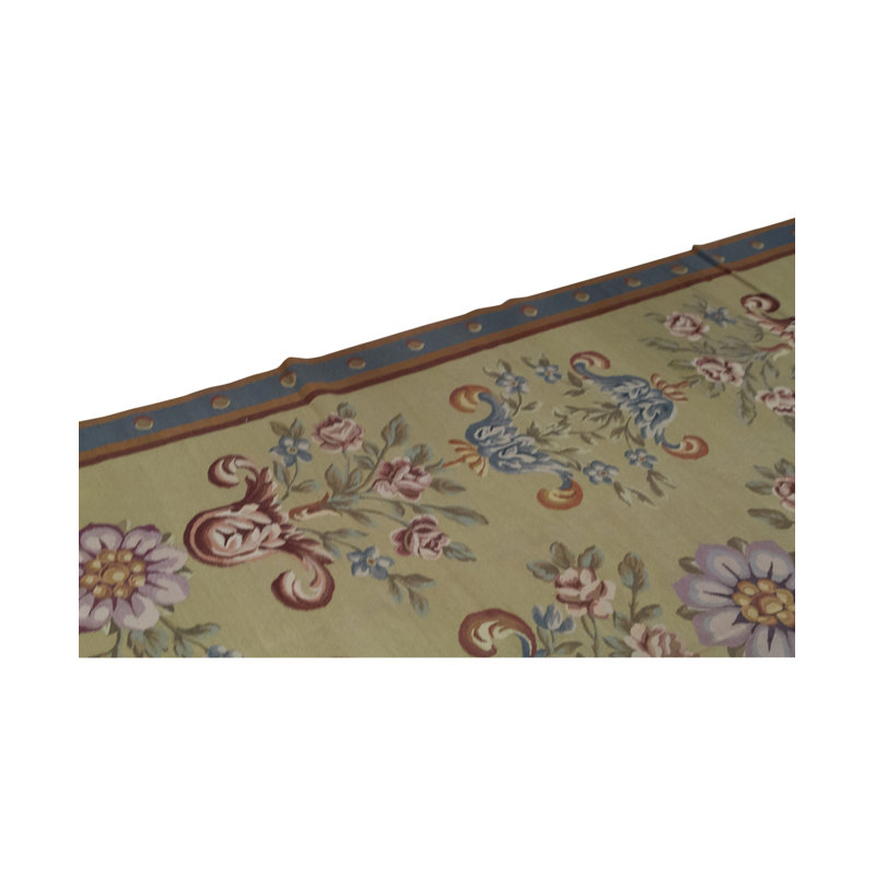 Hand-Knotted High-Quality Taupe and Blue Area Rug