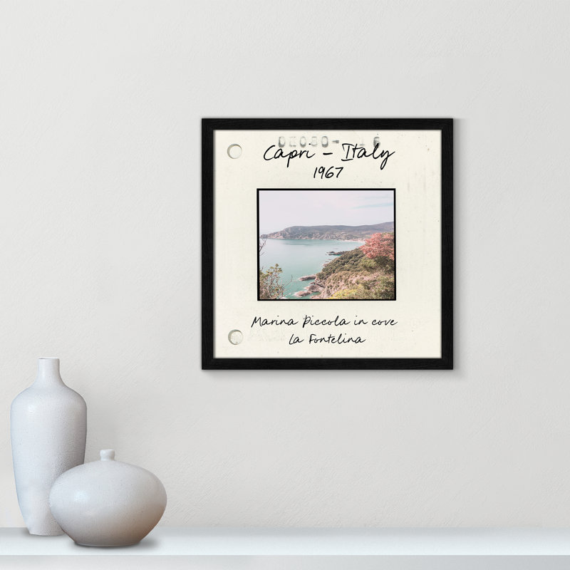 Capri Italy - Marina Picolla in La Fontalina Print by Susan Jill, Black Single Picture Framed Paper, 17" H x 17" W x 0.75" D