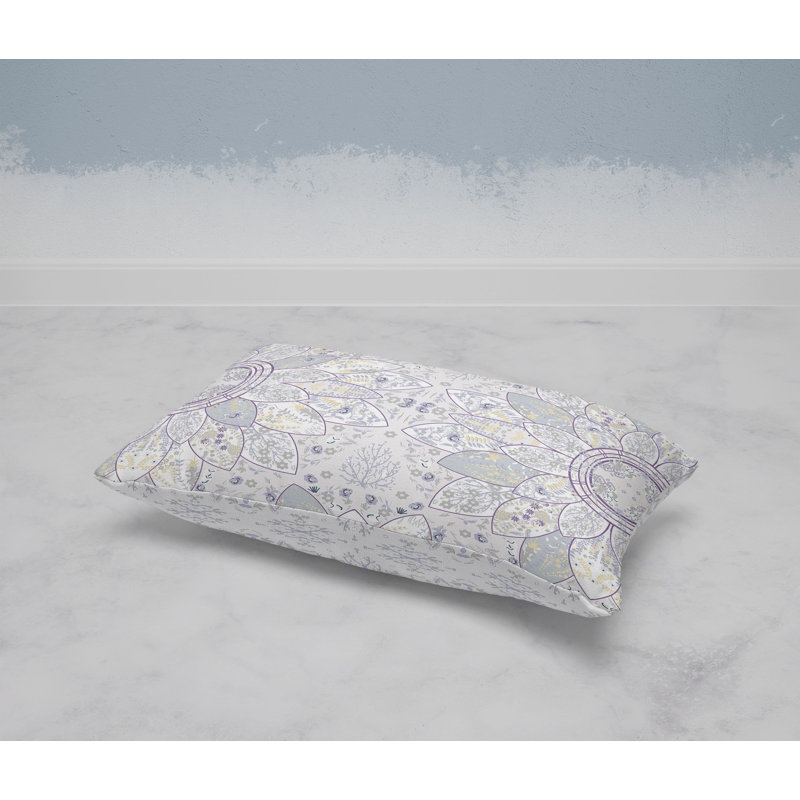Floral Viceroy  Rectangular Throw Pillow, Purple/Gray