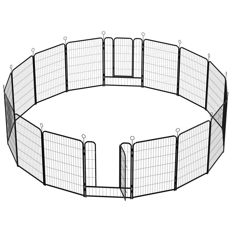 Enclos pour animaux de 40 po de hauteur robuste en métal 40 po, 16 panneaux avec barrière autobloquante, forme réglable, rouille, sans outils, réglage automatique de la gravité pour l'intérieur et l'extérieur