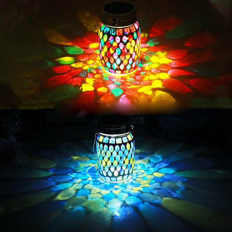 Solar Powered Outdoor Mosaic Lantern