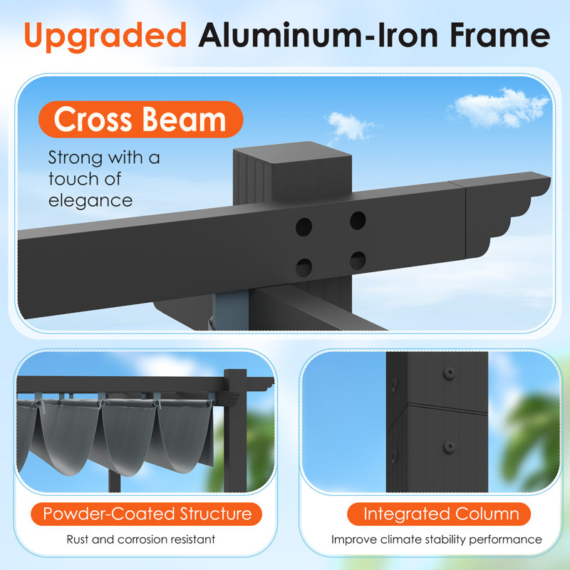 13 Ft. W X 10 Ft. D Aluminium Pergola With Canopy