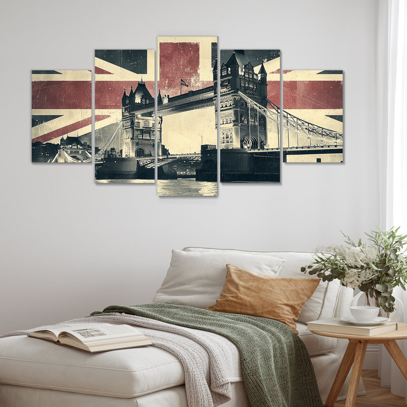 Ladonnia - Angleterre, art mural - décoration murale traditionnelle 5 pièces