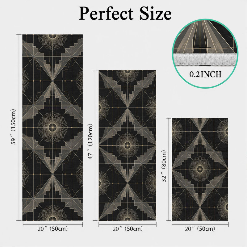 Tapis de cuisine géométriques lavables antidérapants Mandala