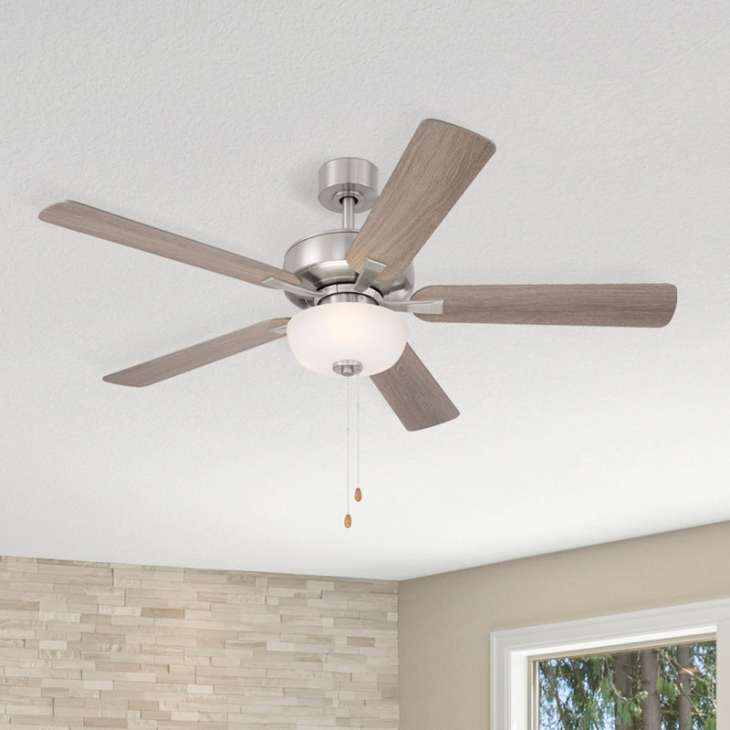 Ventilateur de plafond de 52 po avec ensemble d'éclairage Kendleton, Nickel brossé