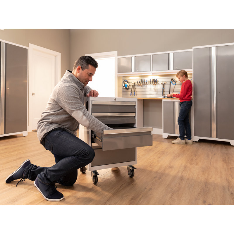 Bold Series 7 Piece Garage Storage Cabinet Set, Stainless Steel