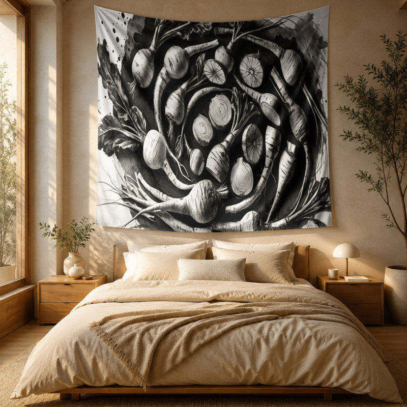 Tapisserie murale légumes et panais, 88 po x 104 po
